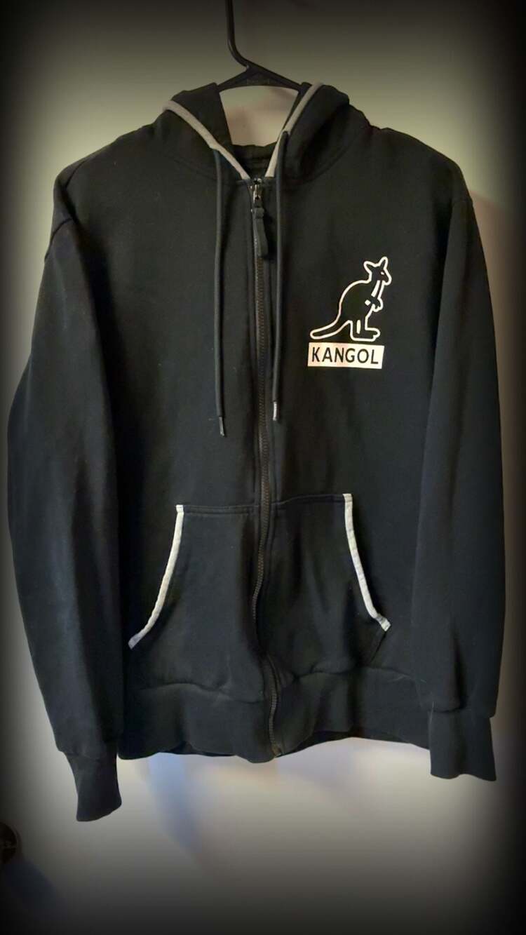 Kangol Men's Black Full Zip Hoodie Sweatshirt with Kangaroo Logo Size M